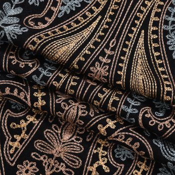 Bestickter Schal mit Paisley-Stickerei, 70x180cm, Schwarz