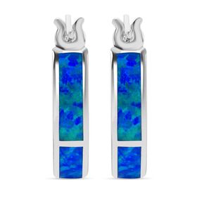 Simulierte blaue Opal Creolen