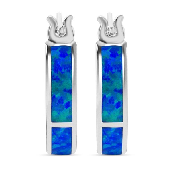 Simulierte blaue Opal Creolen image number 0