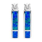 Simulierter Blauer Opal Ohrringe 925 Silber rhodiniert
