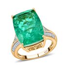 AAA Smaragd-Quarz Triplette, weißer Zirkon Ring, 925 Silber vergoldet (Größe 19.00) ca. 15.80 ct image number 3