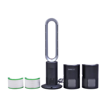 5 in 1 Luftdoktor - Luftreiniger/Heizung/Ventilator ohne L&uuml;fterfl&uuml;gel mit HEPA Filter, Grau und Silber