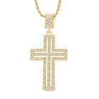 Weißer Kristall Kreuz-Anhänger mit Kette, goldfarben