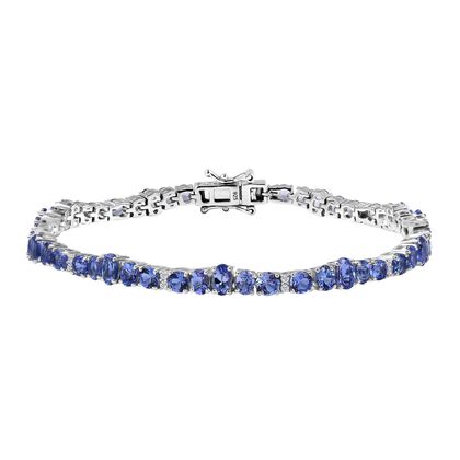 Tansanit Armband ca. 20 cm 925 Silber rhodiniert ca. 10,13 ct.
