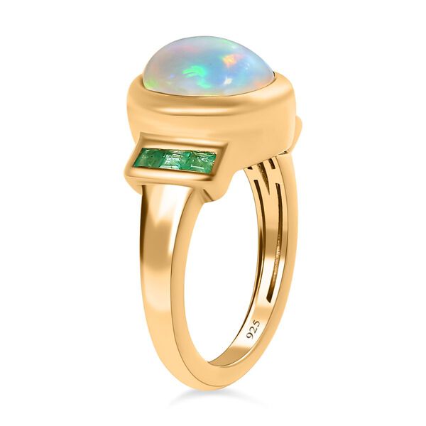 Natürlicher, äthiopischer Welo Opal und Kagem sambischer Smaragd-Ring - 2,05 ct. image number 4