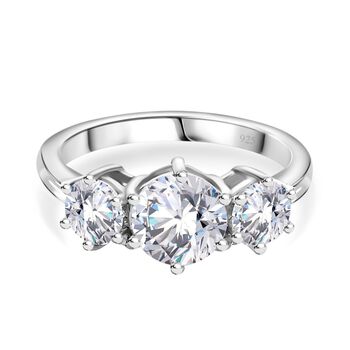 Moissanit Ring, 925 Silber rhodiniert - 2,06 ct.