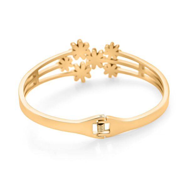 Weißer Kristall Armreif ca. 19 cm Reiner Edelstahl, Goldfarben image number 4