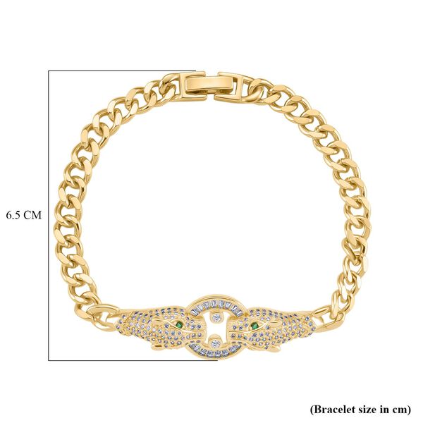 Weißes Zirkonia und grünes Nanokristall 18,5cm Armband in Goldton image number 5