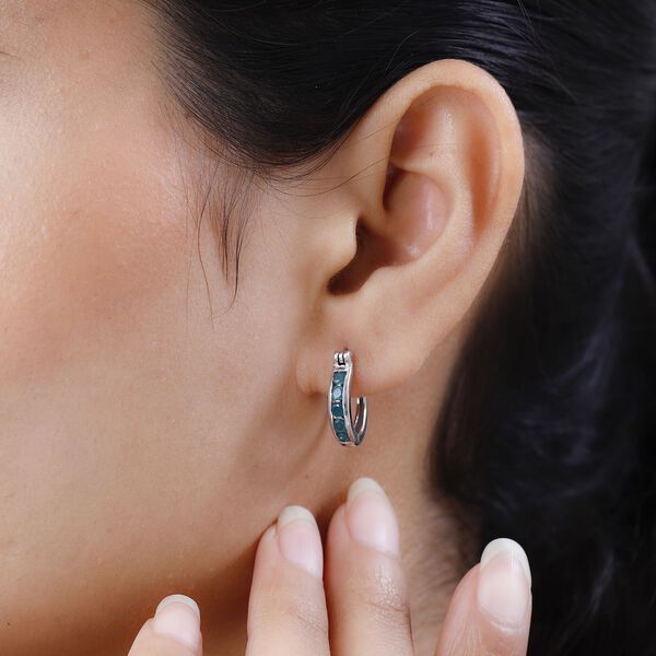 Infinity AAA blaugr&uuml;ne Grandidierit-Creolen image number 3