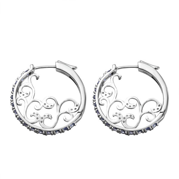 Tansanit und Zirkon-Creolen, 925 Silber platiniert ca. 2,66 ct image number 4