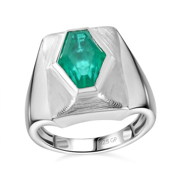 GP Art D&eacute;co Kollektion - Smaragd Triplett Quarz und Kanchanaburi blauer Saphir-Ring - 3,48 ct. image number 4