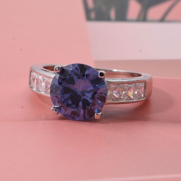 Lustro Stella Blauer Saphir-Farbener Zirkonia, Wei&szlig;er Zirkonia Ring 925 Silber rhodiniert (Gr&ouml;&szlig;e 17.00) image number 1
