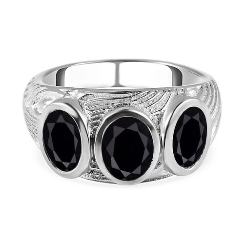 Schwarzer Spinell Ring, Messing platiniert, ca. 3,00 ct image number 0