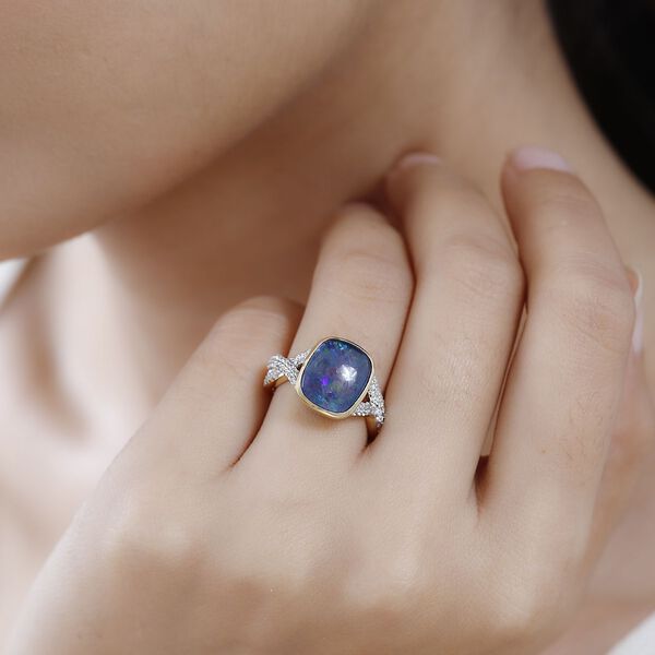 Boulder Opal Triplett und Zirkon Ring - 3,96 ct. image number 9