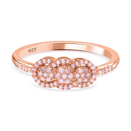 Nat&uuml;rlicher, rosa Diamant Ring, 925 Silber Ros&eacute;gold Vermeil (Gr&ouml;&szlig;e 20.00) ca. 0.33 ct