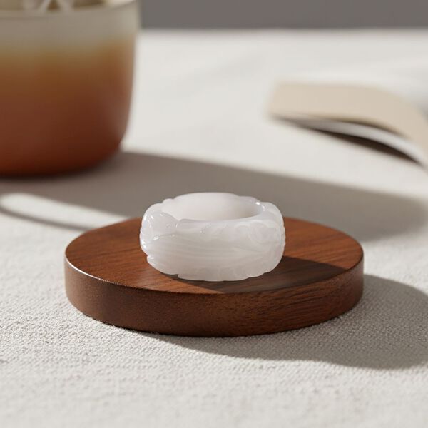 EXTREM SELTEN Wei&szlig;e Jade Ring 16 cm ca. 50,00 ct. (Gr&ouml;&szlig;e 16.00) image number 1