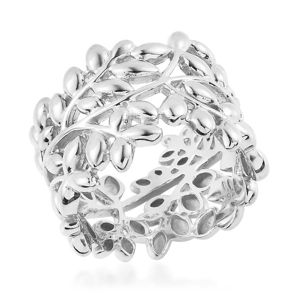 ALLORO platinierter Silber-Ring mit Blattmotiven image number 2