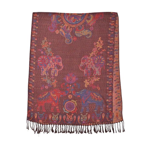 Schal mit Elefantenmuster, Dunkelbraun image number 2