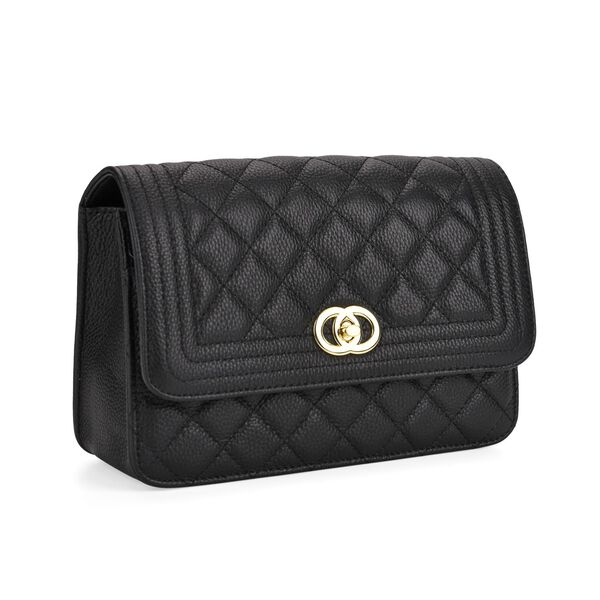 100% Echtleder Crossbody Tasche mit Metallkettenriemen in Stepp-Optik, 23,5x15x8cm, Hellgrau image number 6