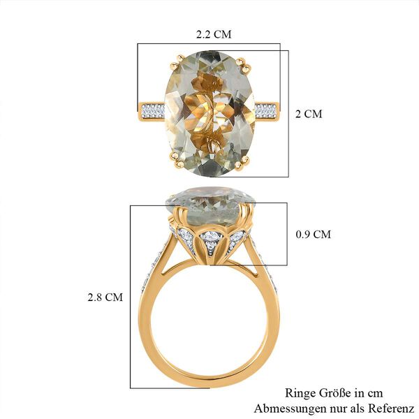 Prasiolith und Zirkon Cocktail Ring - 12,44 ct. image number 7
