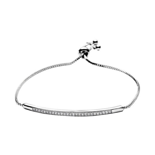 Weißes Zirkonia Bolo-Armband, ca. 15-23 cm, reines Messing ca. 2,00 ct image number 0