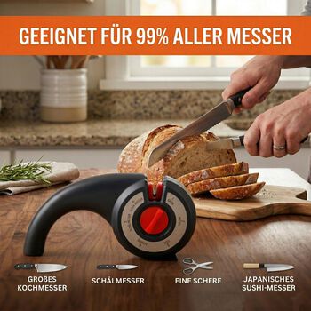 Manueller Messersch&auml;rfer, ABS und Edelstahl, 2 Stufen Schleifsystem, Schwarz