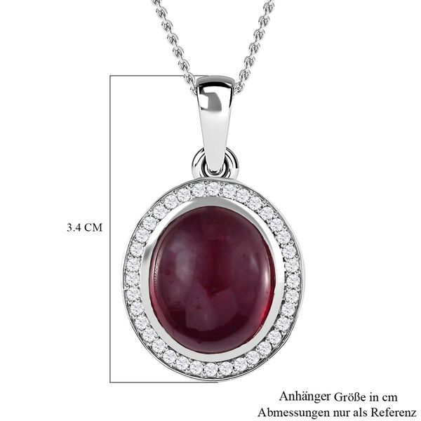 AAA Afrikanischer Rubin und weißer Zirkon Anhänger mit Kette, 925 Silber platiniert ca. 20.52 ct image number 7