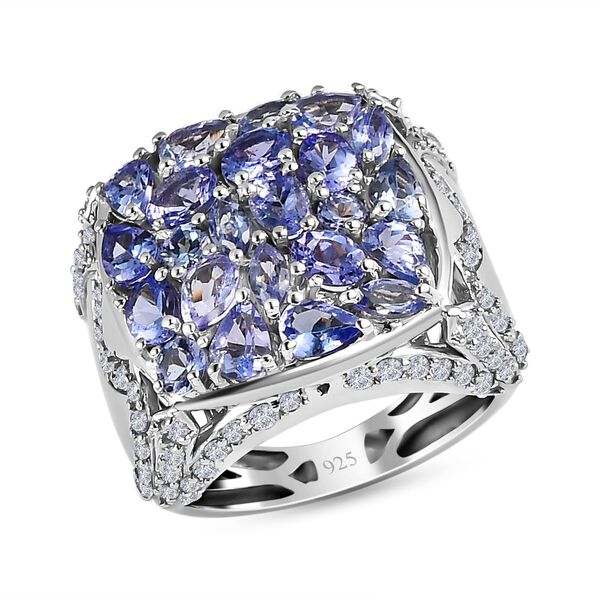 Tansanit und Zirkon Cocktail Ring - 4,06 ct. image number 4