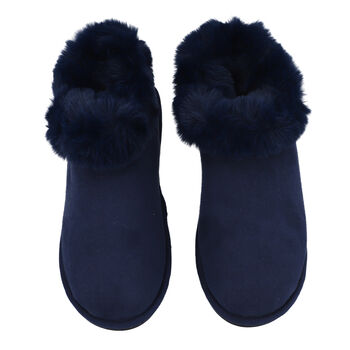 Kuschelige Kunstfell Hausschuhe, 36-37, Dunkelblau