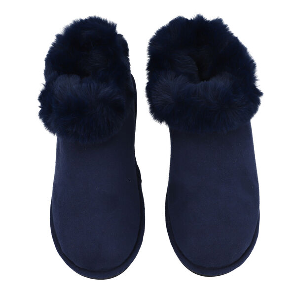 Kuschelige Kunstfell Hausschuhe, 36-37, Dunkelblau