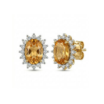 AA Citrin, Zirkon Ohrringe 925 Silber Gelbgold Vermeil ca. 1.71 ct