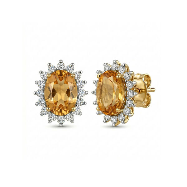 AA Citrin, Zirkon Ohrringe 925 Silber Gelbgold Vermeil ca. 1.71 ct