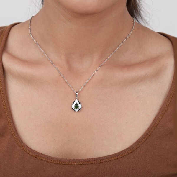 Natürlicher Chromdiopsid Anhänger 925 Silber platiniert 0.6 (Größe 20.00) ca. 0,61 ct image number 3