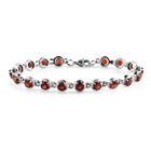 Rotes Granat-Armband, 19 cm, Edelstahl ca. 11,50 ct