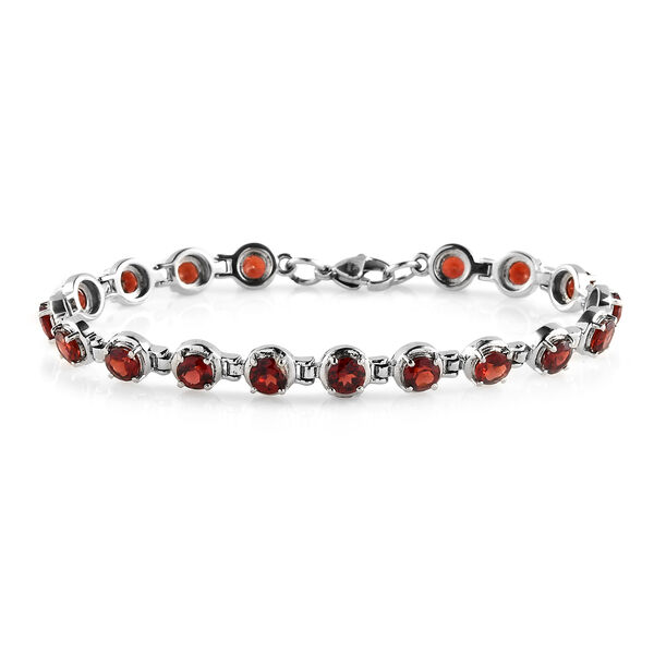 Rotes Granat-Armband, 19 cm, Edelstahl ca. 11,50 ct