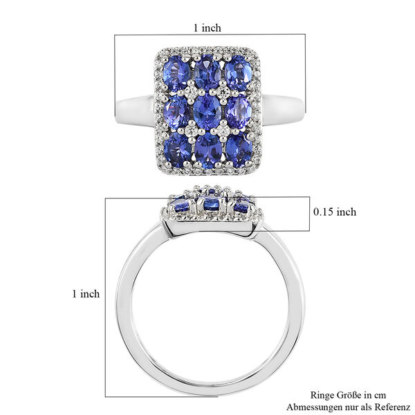 AAA Tansanit und Zirkon Cluster Ring - 2,33 ct. image number 6