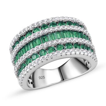 Gr&uuml;ner Zirkonia Ring, 925 Silber rhodiniert, (Gr&ouml;&szlig;e 16.00), ca. 3.69 ct