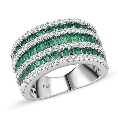 Grüner Zirkonia Ring, 925 Silber rhodiniert, (Größe 16.00), ca. 3.69 ct image number 0
