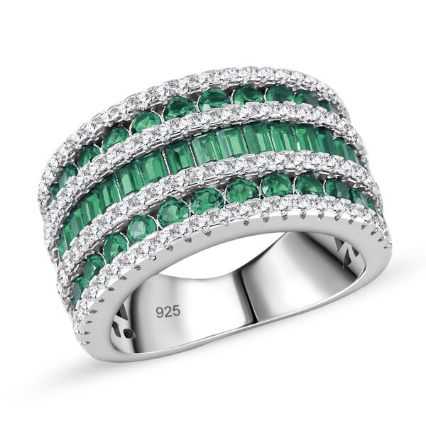 Grüner Zirkonia Ring, 925 Silber rhodiniert, (Größe 16.00), ca. 3.69 ct image number 0