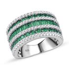 Grüner Zirkonia Ring, 925 Silber rhodiniert, (Größe 16.00), ca. 3.69 ct