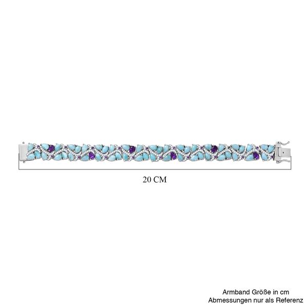 D'Joy Larimar, afrikanisches Amethyst und Zirkon Armband, 19cm - 28,54 ct. image number 5