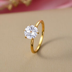 D'Joy Moissanit Ring, 925 Silber vergoldet - 1,77 ct.