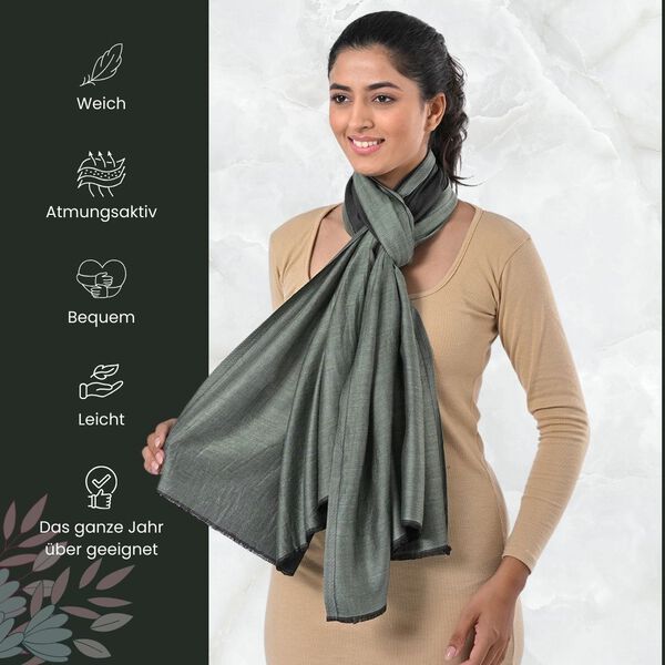 Netzgewebter Viskose-Wendeschal, 70x200cm, Blaugrün image number 4