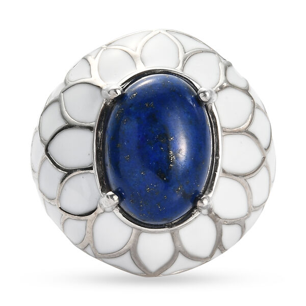 Lapislazuli Ring Messing platiniert  ca. 6,39 ct