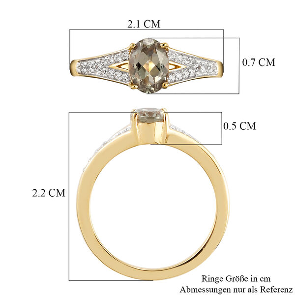AAA Turkizit und weißer Zirkon-Ring, 925 Silber Gelbgold Vermeil  ca. 0,99 ct image number 7