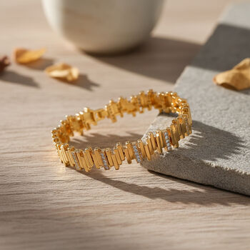 Wei&szlig;es Zirkonia Armband in Goldton, 19cm