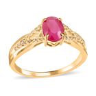 AAA Natürlicher Mosambik-Rubin, Weißer Diamant Ring 585 Gold (Größe 16.50) ca. 1,50 ct