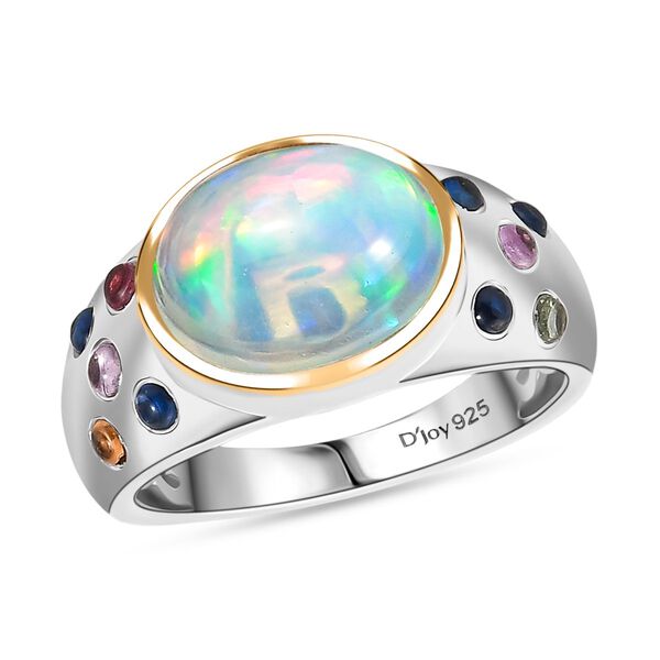 AA Natürlicher, äthiopischer Welo Opal, Mehrfarbig Saphir Ring 925 Silber rhodiniert (Größe 17.00) ca. 3,20 ct image number 4