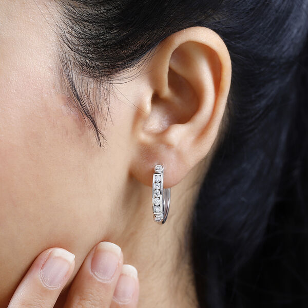 Moissanit Creolen, 925 Silber rhodiniert - 0,84 ct. image number 3