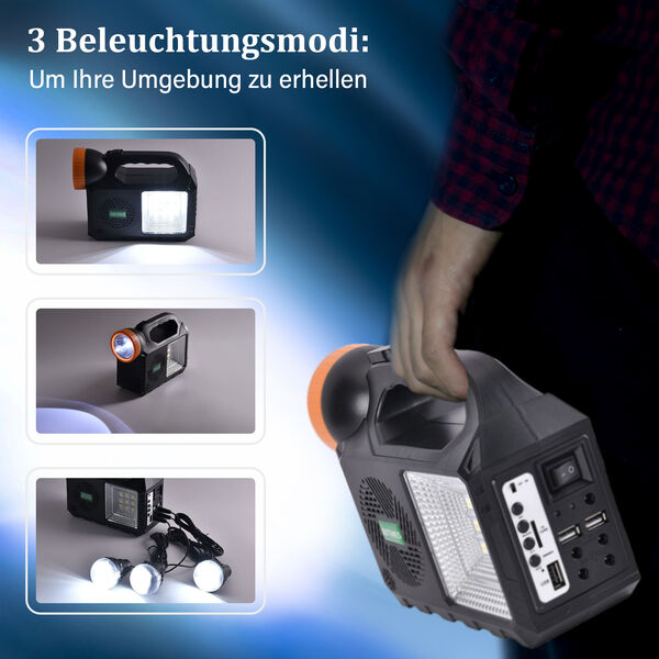 Multifunktionale Solar-Taschenlampe, 21,5x8x16,5cm, Schwarz image number 4